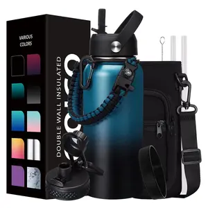 32OZ Insulated Water Bottle with Straw & Auto Spout Lid, Keep Cold-48H Hot-24H, Sweat-Proof Metal Water Flask for Gym Work OOICO