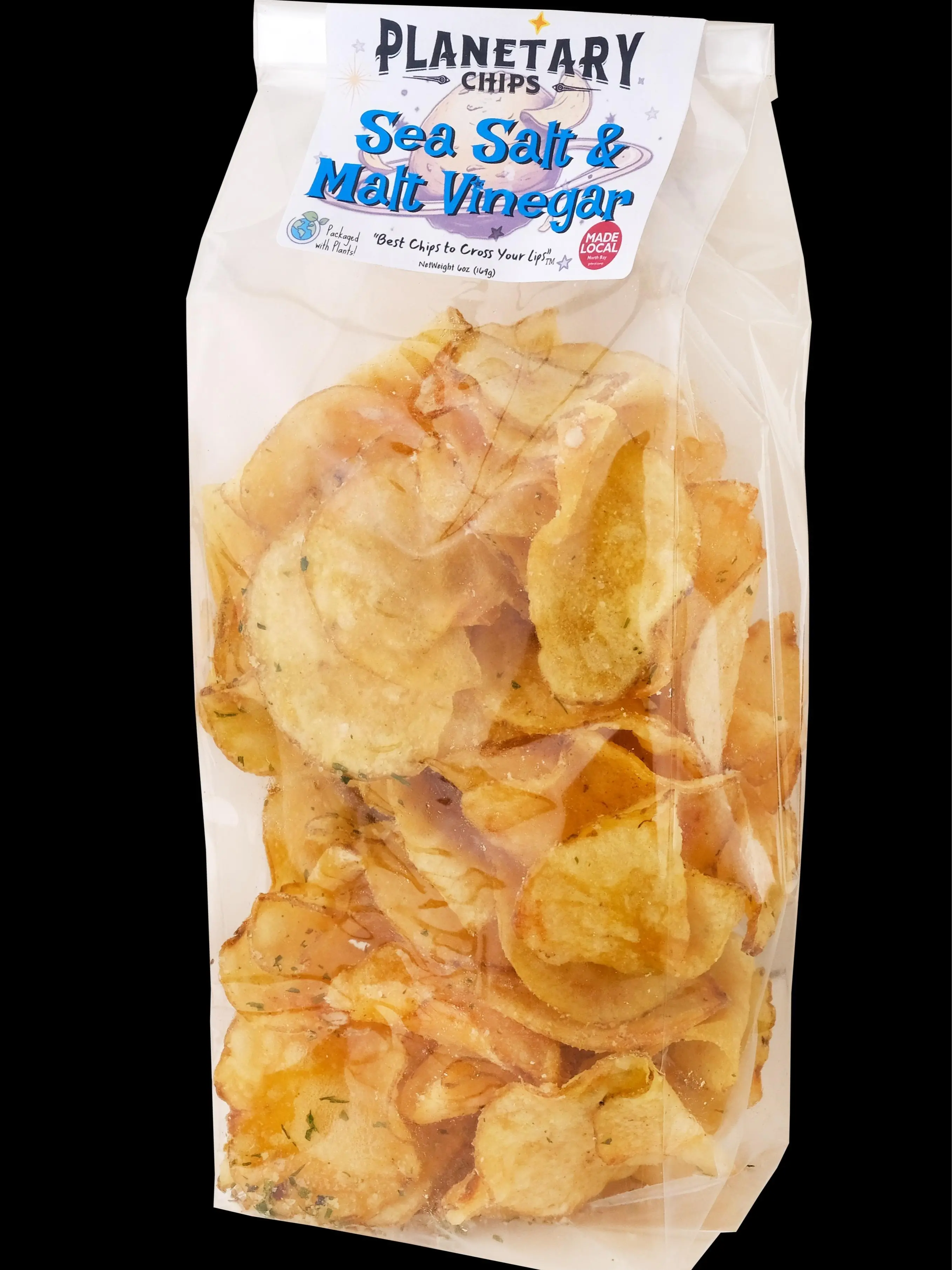 Planetary Chips Sea Salt & Malt Vinegar Flavored Potato Chips 6.2oz Organic Vegan Gluten-Free Non-GMO Eco-Friendly Packaging