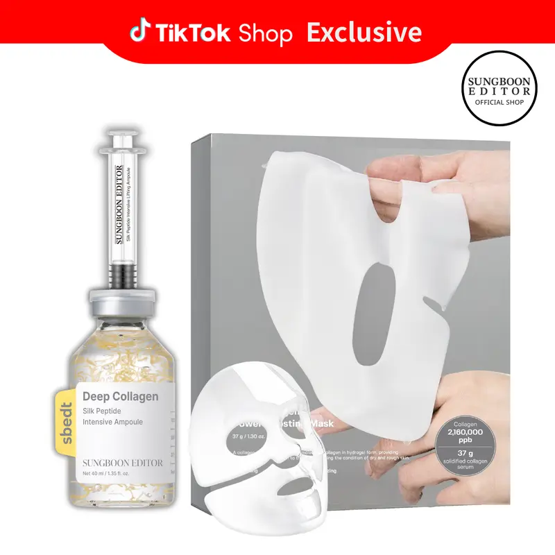 [Sungboon] Lift & Glow Iconic Rejuvenate Set  |  Tiktok Exclusive | Silk Peptide Ampoule + Collagen Mask for Elasticity and Wrinkle Care | Face-Lift at Home serum with Peptides & Deep Collagen | Plumping, Smooth, Anti aging Korean Skincare