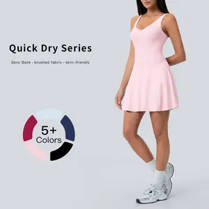 Tenwolf Women’s Yoga Sports Dress with Side Pockets, Anti-Exposure Design, Quick-Dry Breathable Running Fitness Tennis Dress