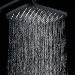 13 Inch High Pressure Square Rain Shower Head, Shower Faucet Set Matte Black Shower System, 13 Inch