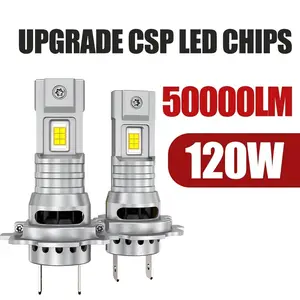 2pcs H7 LED Canbus No-Error Headlight Bulbs, CSP Chip with Fan, 120W 50000LM High-Power Auto Car Head Lamps
