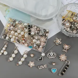 55pcs K-Pop Women's Mixed Cartoon Alloy Brooch Set, Safety Pins for Collars, Clothing, Backpacks, Decorative Pins, Flower Brooch Pin