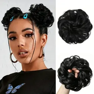Messy Bun Hair Piece for Women, Curly Hair Bun Extension Scrunchie, Heat Resistant Synthetic Hairpiece for Quick Updo Hairstyles, 2PCS Hair Bun Extensions