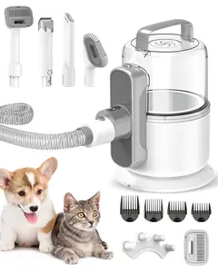 Pet Grooming Vacuum, 6 in 1 Dog Grooming Kit with 3 Suction Mode and Large Capacity Dust Cup, Dog Vacuum for Shedding Grooming and Pet Vacuum for Dog Hair at Home (White)