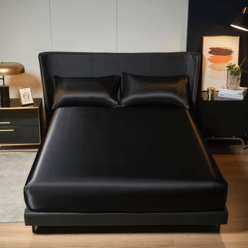 2/3pcs silky satin solid color fitted bed sheet set, dust-proof and dirt-resistant mattress cover, skin-friendly and breathable, cool and comfortable, silk-like bedding, Satin bed sheets, Cooling sheet set, suitable for bedroom/hotel, multiple sizes
