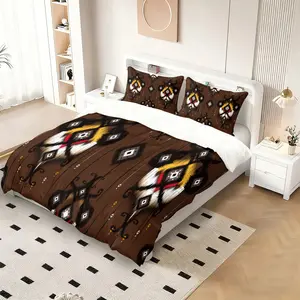 2/3pcs Boho Ikat Geometric Duvet Cover Set, Tribal Ethnic Comforter Cover, Soft Microfiber Bedding Set (No Filler), Aztec Southwestern Decor Bed Set for Boho Style Bedroom
