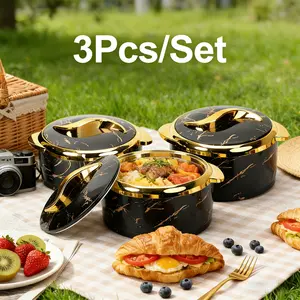 Kitchen Must-Have 3PCS Thermal Serving Bowls Insulated Stainless Steel Food Warmer with Lids Keep Meals Hot & Cold for Outdoor Picnics & Daily Use