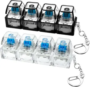 Light Up LED Keyboard Fidget Toy Keychain 4 Button Clicky Clicker Fake Keys Portable Stress Anxiety Relief Decompression Pass The Time Gift for Adults Kids