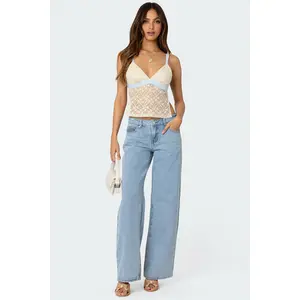 Sheer Lace Open Back Tank Top