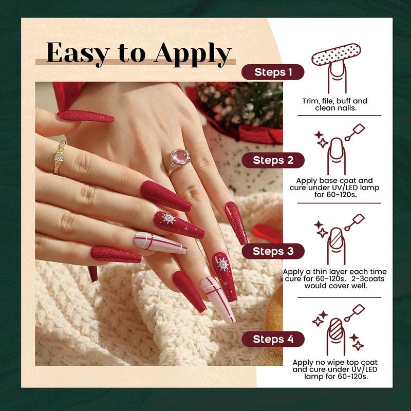 JEWHITENY 23PCS Gel Nail Polish Set 20 Colors Long Lasting Christmas Beauty Products for Salon at Home with Base Coat & Top Coat