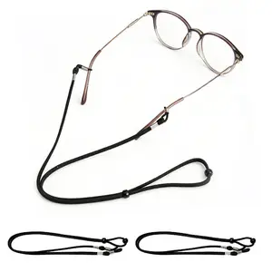 Leather eyeglass strap, set of 3 adjustable eyeglass chains/strap, lanyard, eyeglass holder, unisex sports sunglasses frame straps, includes 2 non-slip sleeves