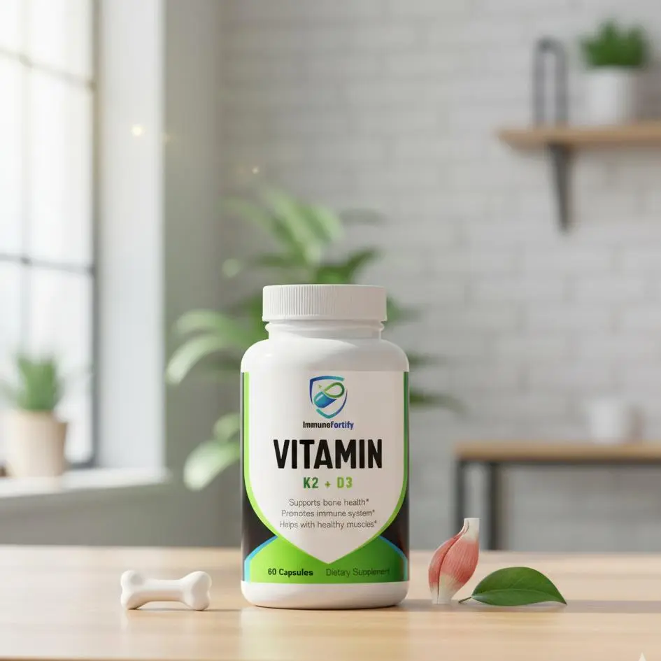 ImmunoFortify Vitamin K2 + D3 - Supports Bone Health & Immune System - Promotes Calcium Absorption & Cardiovascular Health - 60 Capsules