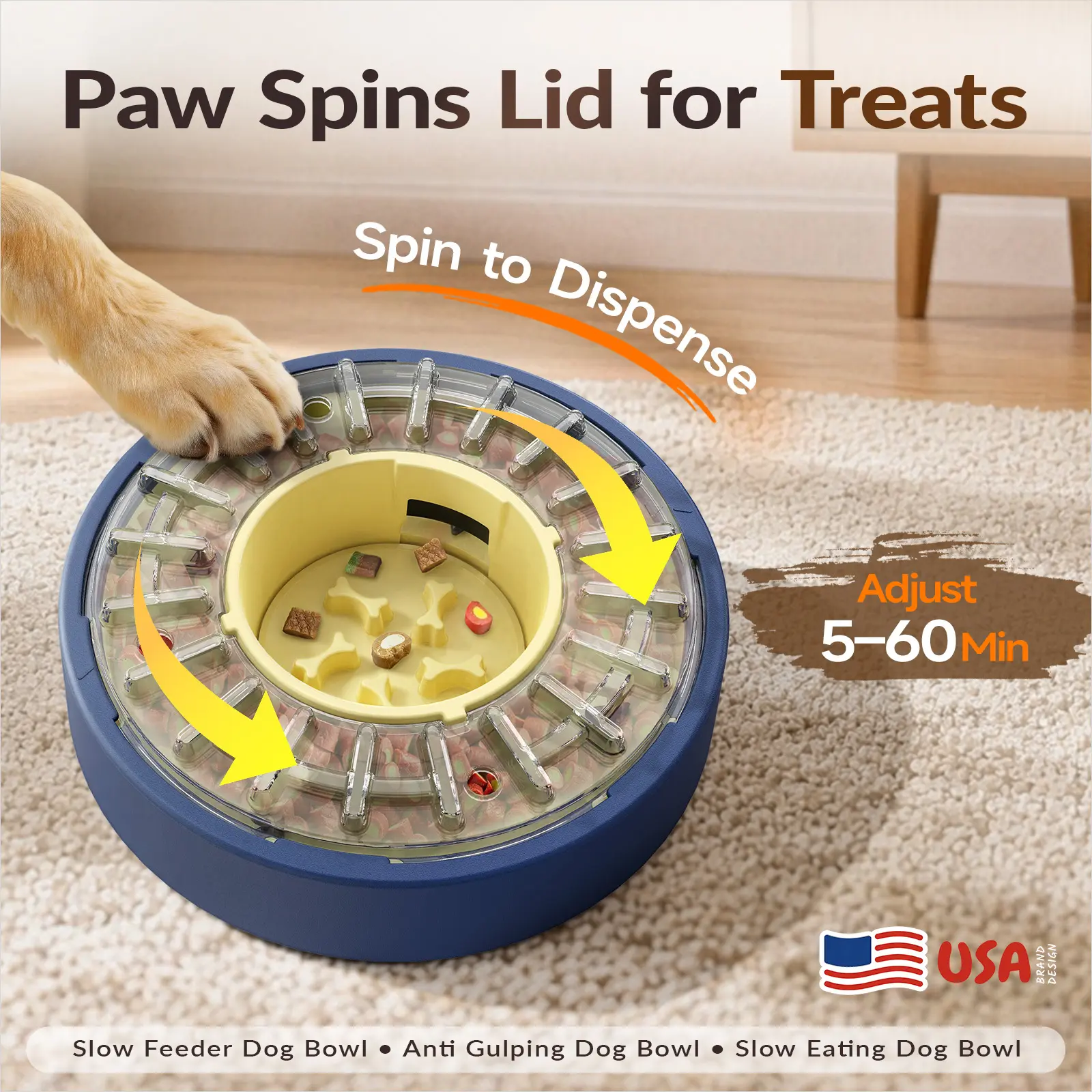 KADTC 5-60 Min Adjustable Slow Feeder Bowl for Fast Eaters