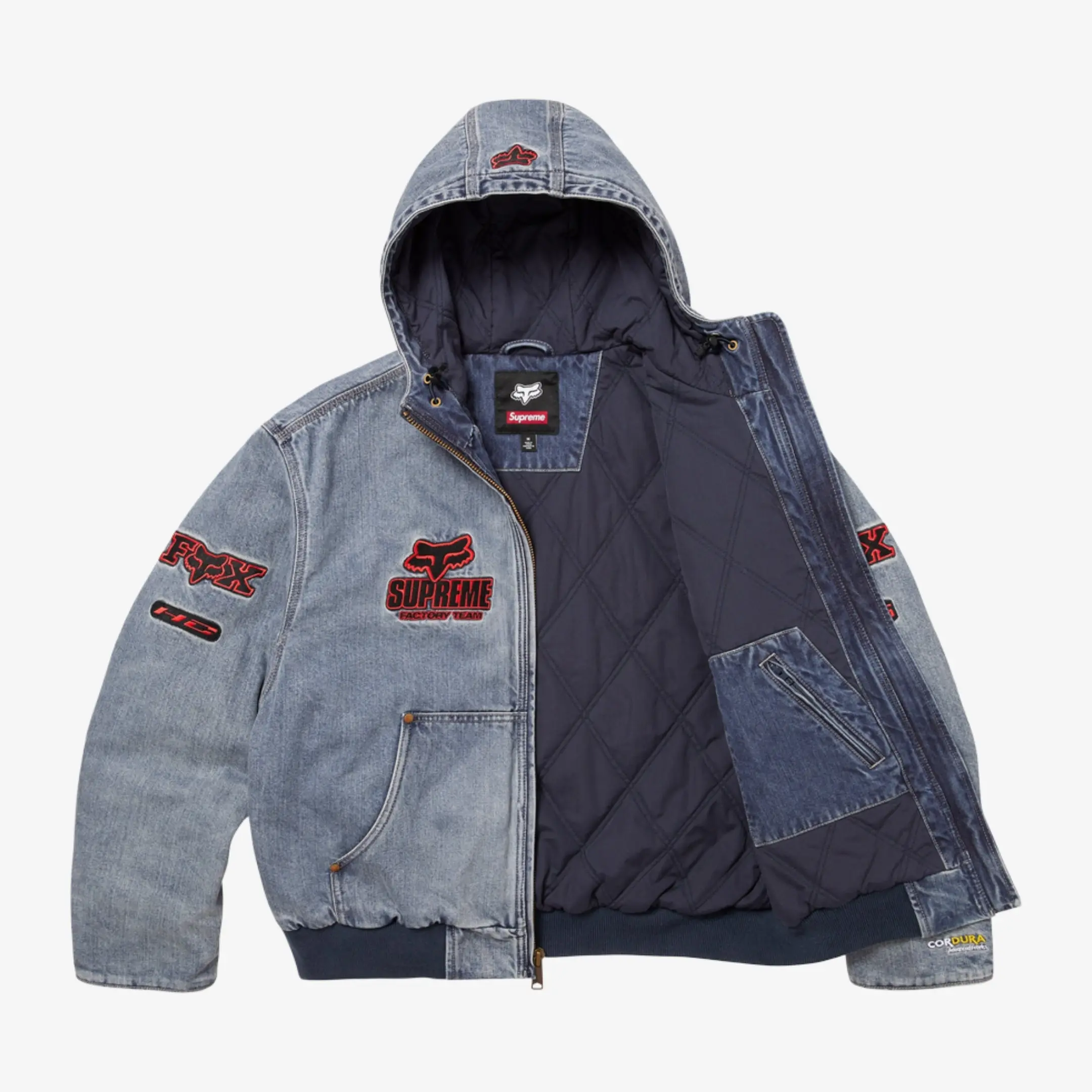 Supreme x Fox Racing Hooded Work Jacket Denim (FW25) - TikTok Shop