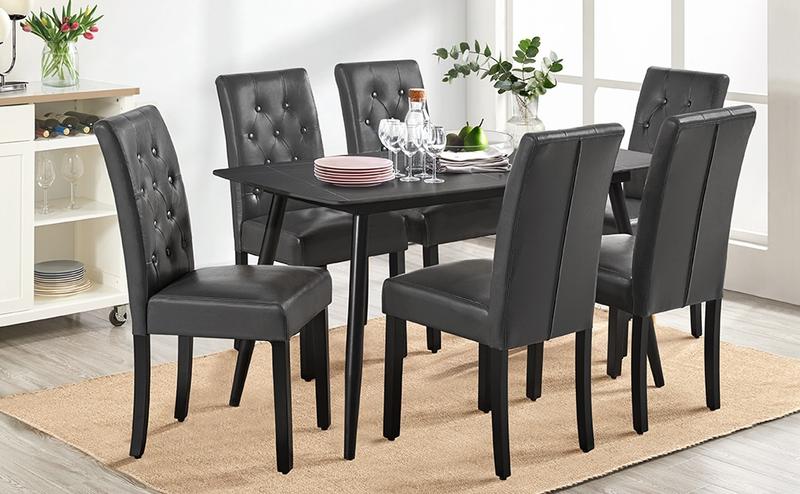 Yaheetech Faux Leather Dining Chairs, Button Tufted Dining Room Chairs with Rubber Wood Legs, Mid-Century Accent Dinner Chair for Living Room/Kitchen Yaheetech Faux Leather Dining Chairs, Button Tufted Dining Room Chairs with Rubber Wood Legs, Mid-Century Accent Dinner Chair for Living Room/Kitchen