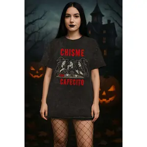 Cafecito & Chisme Latina Witches T-Shirt - Premium Cotton Blend, Vintage Look, Halloween & Everyday Wear, Medium Fit