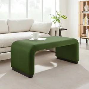 Modway Koda Performance Velvet Waterfall Ottoman in Black Moss Green