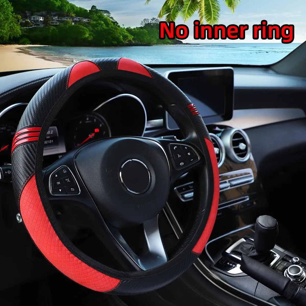 Car Decor Set for Summer, Car Accessories for Car Interior Decor, Car Stuff, Including Car Steering Wheel Cover, Handbrake Cover & Gear Handle Cover,