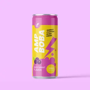 Swiiyo #ProjectAMP Black Currant Energy Popping Boba Drink 310ml Can Single Pack Refreshing Beverage