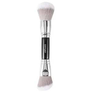 Large Dual Ended Makeup Brush, Powder Foundation Brush+ Contour Brush, Angled + Round Double Makeup Brush for Powder, Cream, Bronzer Brush