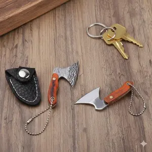 Mini Survival Tool Keychain Knife: EDC Multi Tools Portable Stainless Steel Multi-Function Axe Blade Compact Pocket Knife for Camping Outdoor Emergency Defense Practical Gift Tool
