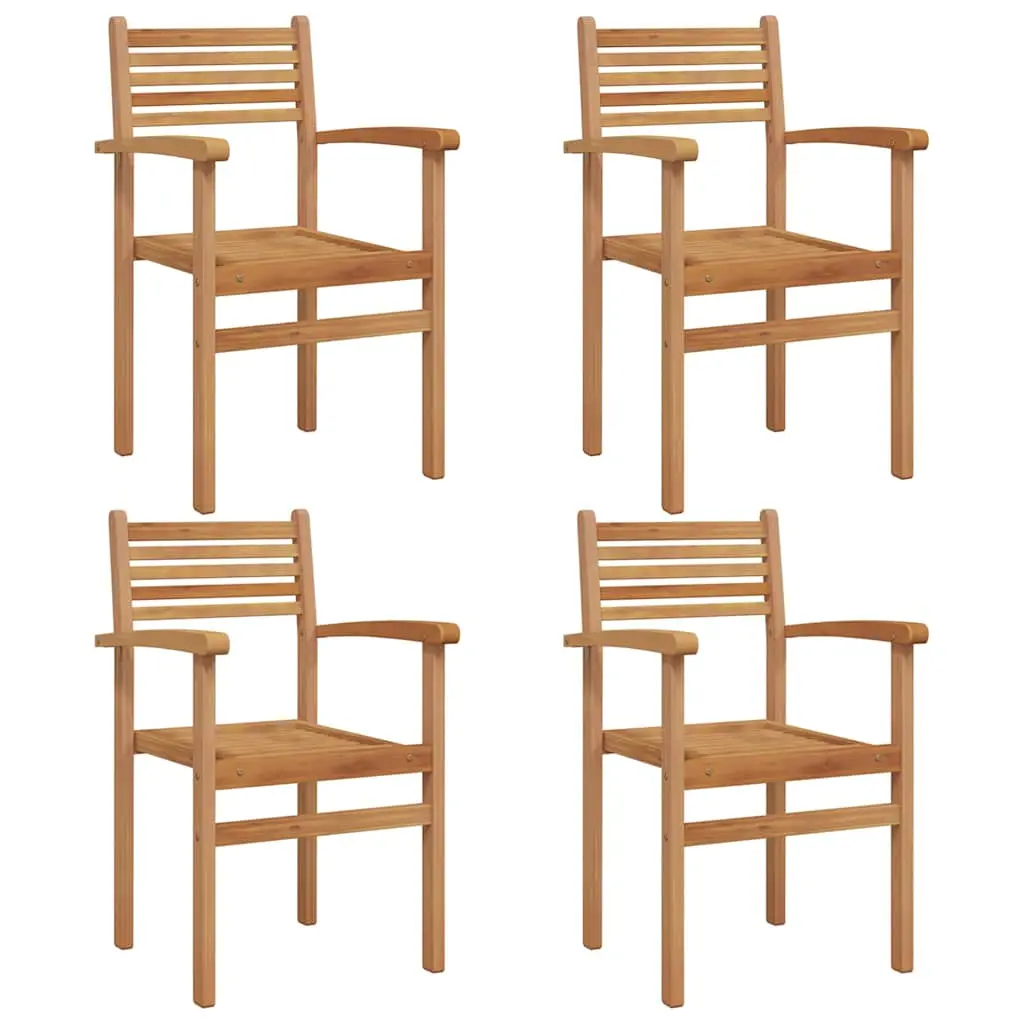 vidaXL Chair 4 pcs Brown 522 x 21.7 x 35.6 in Solid Teak Wood, Rustic Teak Chair for Your Garden or Terrace, Tough, Weatherproof Patio Seating 42002315