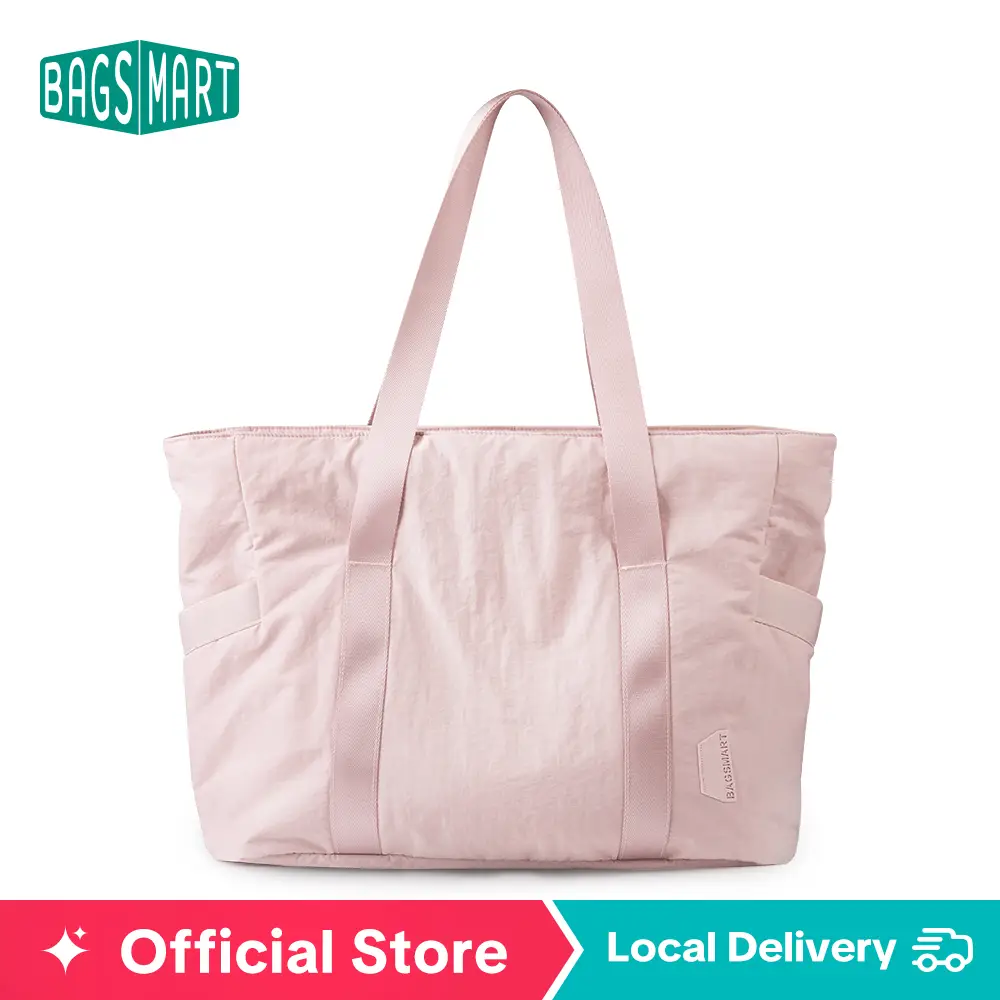 BAGSMART Women Tote Bag Shoulder Bag Top Handle Handbag with Yoga Mat Buckle for School, Gym, Work Lightweight Compartment