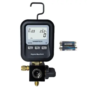Gauge HVAC, R22, R134A, R410, R502, R1234Y Vacuum Pressure High-Accuracy Manifold Gauge for AC, Refrigeration and Leak Detection with Backlit LCD, 24 Refrigerants Database