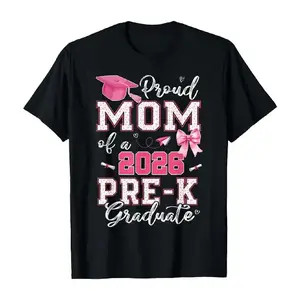 2026 Pre-K Graduation T-Shirt - Proud Mom of Pre-K Graduate, Loose Fit Casual Round Neck Tee with Diploma & Suitable for Pre-K Parties, Achievement Outfit (Comfortable Graduation Attire) Graphic Tshirt