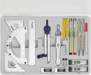 20PCS Set with Case, Drafting with Protractor and Compass,, Triangles, Pens, Pencils, Drawing Supplies, Drafting Kit for Architect Students