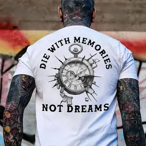 DIE WITH MEMORIES NOT DREAMS Broken Stopwatch Print Men's T-Shirt, Menswear Graphic Tee Womenswear Cotton
