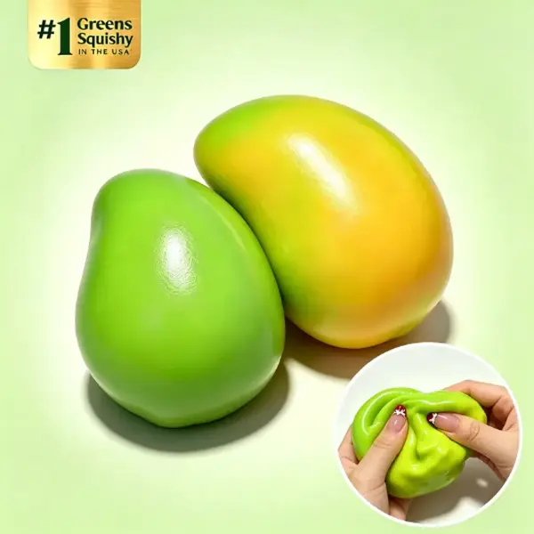 Handmade Viral Color Changing Mango Squishy, Crunchy ASMR Stress Ball (Green to Yellow), Heat-Activated Bead Filled Fidget Toy, Slow Rise Desk Companion & Fun Gift for All Ages