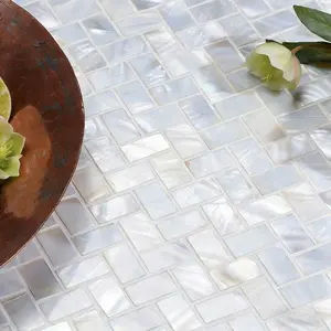 Natural Mother-Of-Pearl Rainbow Mosaic Shell, 2 Sheets A-Shaped Design, Moisture-Resistant & Durable, Ideal for Living Room Decor