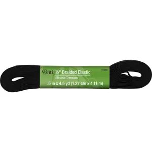 1/2" Braided Elastic, Black