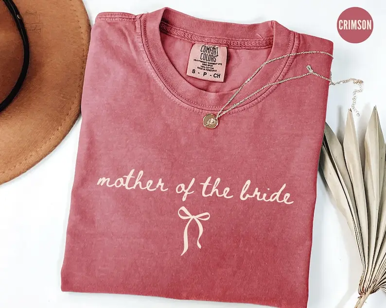 Comfort Colors Mother of the Bride Groom Shirt, Bridal Party Getting Ready Outfit, Gift From Daughter Son, Coquette Bow MOB Graphic Tees for Mom