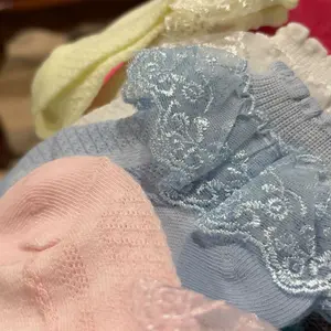 Girls' 6-Pair Mixed-Color Polyester Breathable Mesh Ankle Socks Set - Casual Comfy Socks, Machine Washable, Plain, Casual to Dance-Ready, All Season for Daily, Sports Use