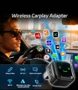 2026 New Wireless CarPlayConverter, iPhone/Android Universal, Plug & Play,Zero Latency, Auto-Connect, Hands-Free Calling :