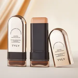 TVLV thin and comfortable concealer foundation stick long-lasting and not easy to smudge, bare skin cream with dual-ended brush foundation stick