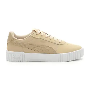 PUMA Womens Carina 2.0 Leopard Print Lace Up Sneakers Shoes Casual - Beige