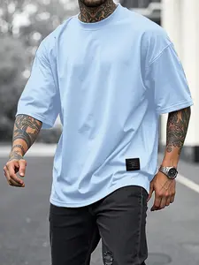 Men's Patchwork Knit T-Shirt, Casual Short Sleeve Fitted Street Style, Simple Fashion Trend Outdoor Sports School Youth Summer Wear Streetwear