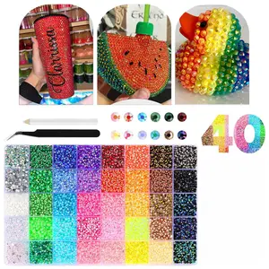 32000 Resin Jelly Rhinestones for Bedazzling, 3mm 40 Colors Flatback Colorful Resin Gems for Crafting Clothing Shoes Nail Book Diamond Art Bedazzling Kit