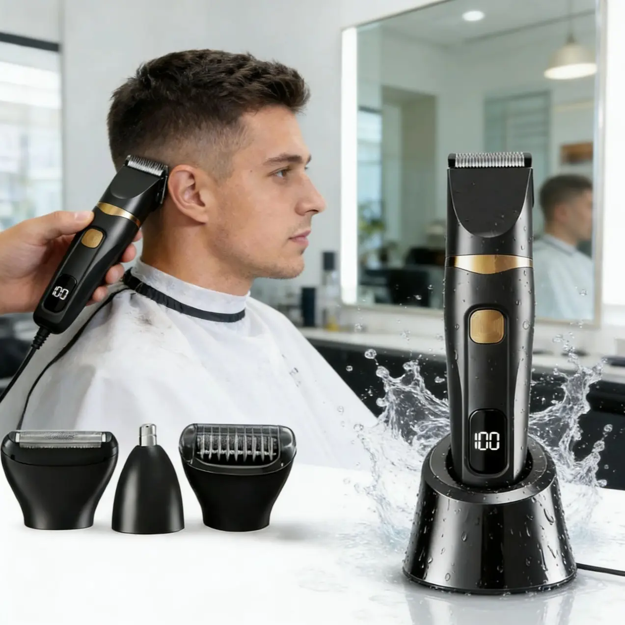 Three-In-One Electric Body Hair Trimmer, Wireless Shaver for Men's Groin Hair Removal, Waterproof Electric Razor, Multifunctional Hair Trimmer