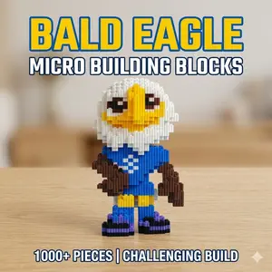 Trendy E-Sports Themed Cyber Eagle Mascot Blocks, Unique 3D Collectible Statue, Daily Stress Relief Handcraft, Premium Home Interior Fashion Decor Piece