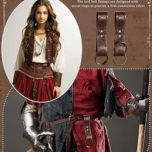 Renaissance Short Skirt Set, Medieval PU Leather Belt Accessories, Role-Playing Costume for Halloween, Easter, Theme Parties