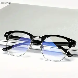 Blue Light Glasses for Women Men, Lightweight Black Metal Frame Computer Glasses, Anti Eye Strain Aesthetic Eyewear for Work, Gaming, Study, Screen Time, Everyday Wear