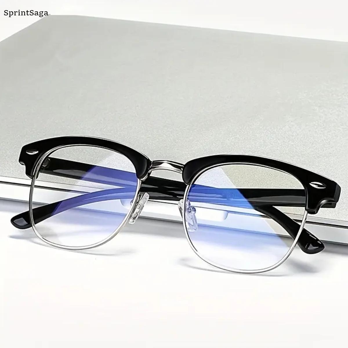 Blue Light Glasses for Women Men, Lightweight Black Metal Frame Computer Glasses, Anti Eye Strain Aesthetic Eyewear for Work, Gaming, Study, Screen Time, Everyday Wear