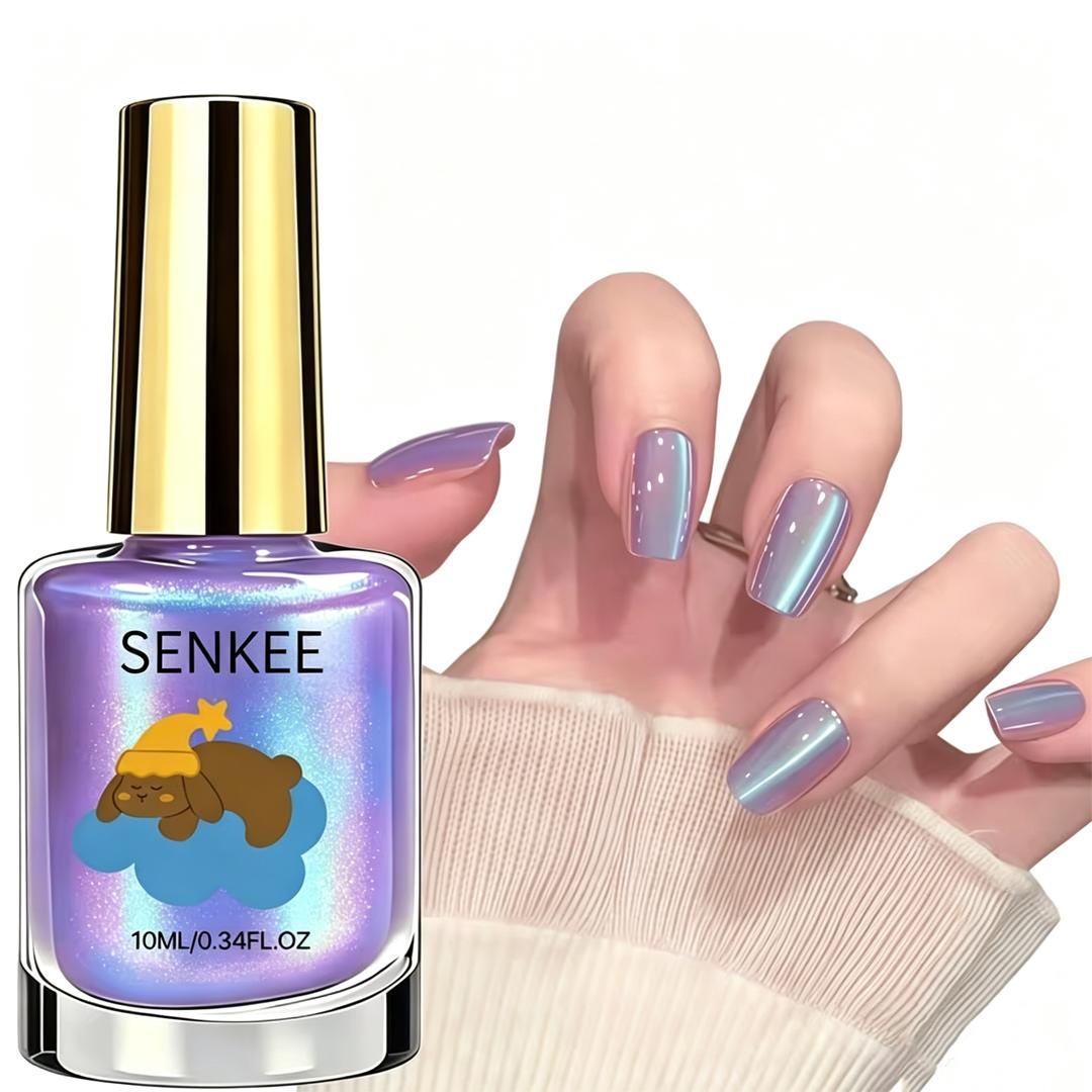 Aurora Purple Chrome Nail Polish - Iridescent Mirror Shimmer Lacquer, Quick-Dry, Long-Lasting, High-Gloss for Women's Nail Art Manicures