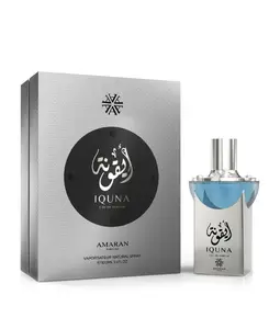 Amaran IQUNA Men's EDP Perfume Fragrance - 100ML (3.4oz) Fruit-Flavored Ambery Musk Spray-On Fragrant Packaged Men's Fragrance with Elegant Silver Packaging