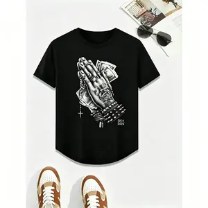 ZMen's Stylish Casual Graphic Drawstring Pocket Two-piece Set, Regular Fit Round Neck Short Sleeve Top & Elastic Waist Shorts, Summer Clothes, Men's Outfits for Daily Wear, Menswear boys merch oversized shirts